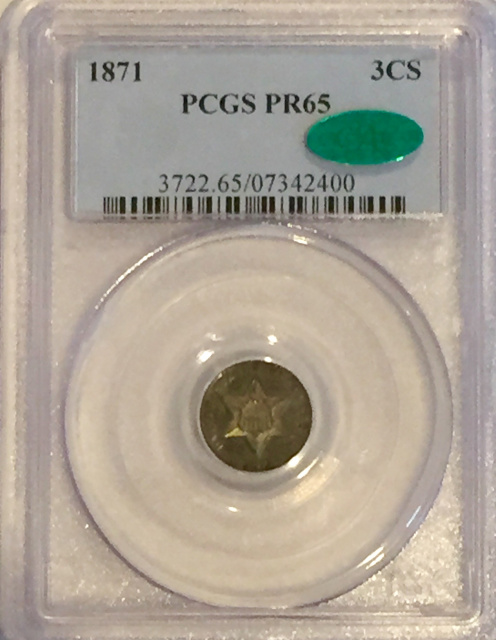 1871 PCGS PR65 CAC